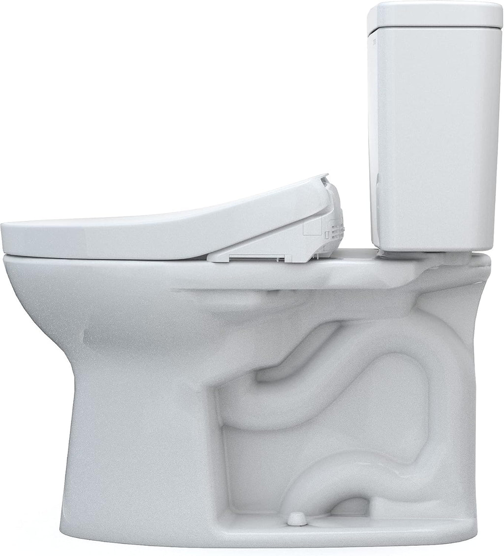 TOTO Drake WASHLET+ Two-Piece Elongated 1.6 GPF Universal Height TORNADO FLUSH Toilet with S500e Bidet Seat, Cotton White - MW7763046CSFG#01