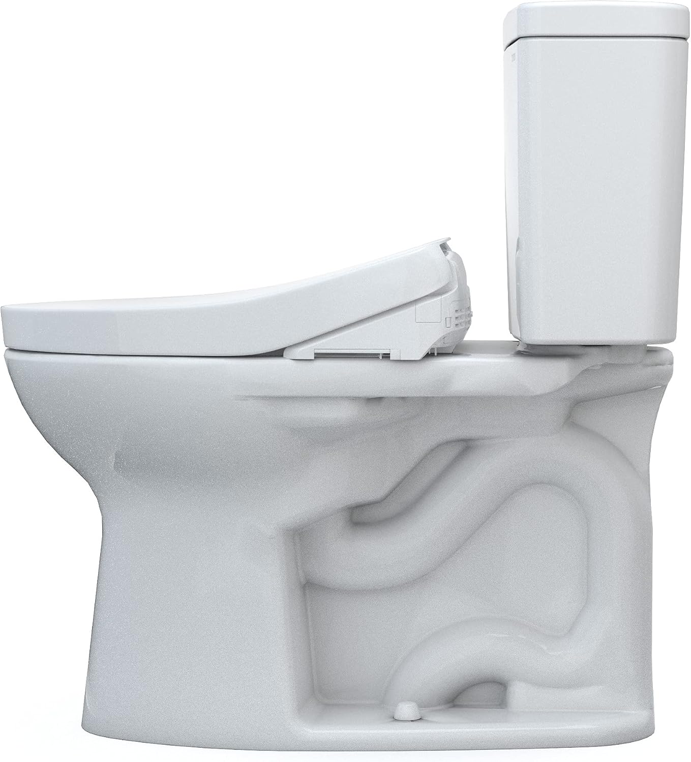 TOTO Drake WASHLET+ Two-Piece Elongated 1.6 GPF Universal Height TORNADO FLUSH Toilet with S500e Bidet Seat, Cotton White - MW7763046CSFG#01