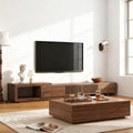Mid-Century Modern Expandable Coffee Table & TV Stand Set, Walnut Finish – Elegant Storage Combo for Living Room, Bedroom, or Lounge (78.54' to 103' TV Stand+Coffee Table)