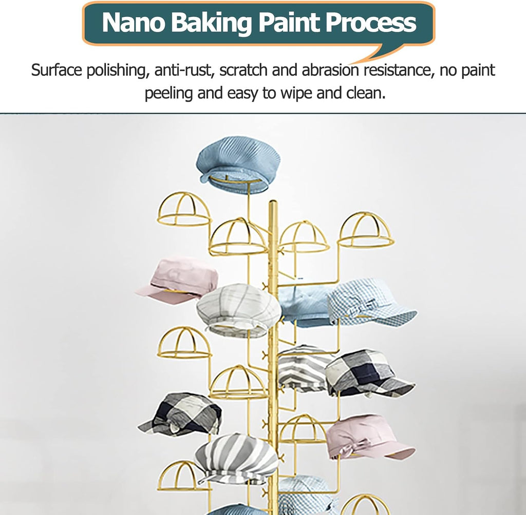 Hat Racks Shelf Modern Large Hat Rack Stand - 30 Hooks, Rolling Standing Retail Display Stand for Baseball Caps/Cowboy Hats/Hats, Easy to Assemble