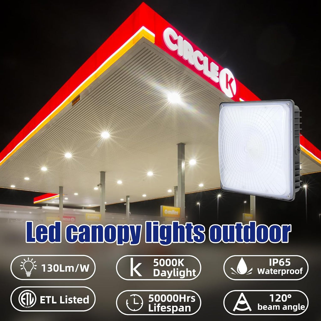 LED Canopy Light Fixture,2pack,70W,100-277V AC,5500K Daylight White,300W HPS/HID Replacement,Ceiling Light for Gas Station,Shop Building Area, Street Area, Outdoor Lighting(2 Pack)