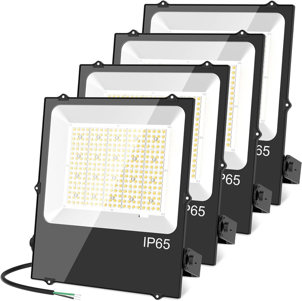 4 PCS LED Flood Lights ETL Listed, ADUB 300W 42000 LM 5000K LED Stadium Light, IP65 LED Pole Lights Outdoor Security floodlight, Commercial Street Area Lighting for Parking Lot Yard Arena, AC 100~277V
