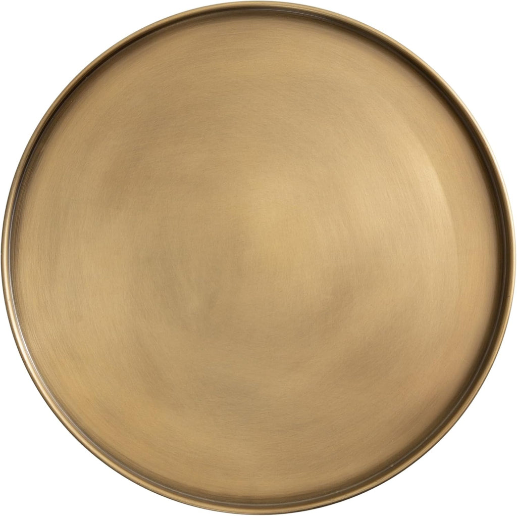 Kate and Laurel Tira Elegant Round Side Table, 14 x 24, Brass and Black, Modern Glam Circle End Table for Use as Bedroom Nightstand or Living Room Table Option