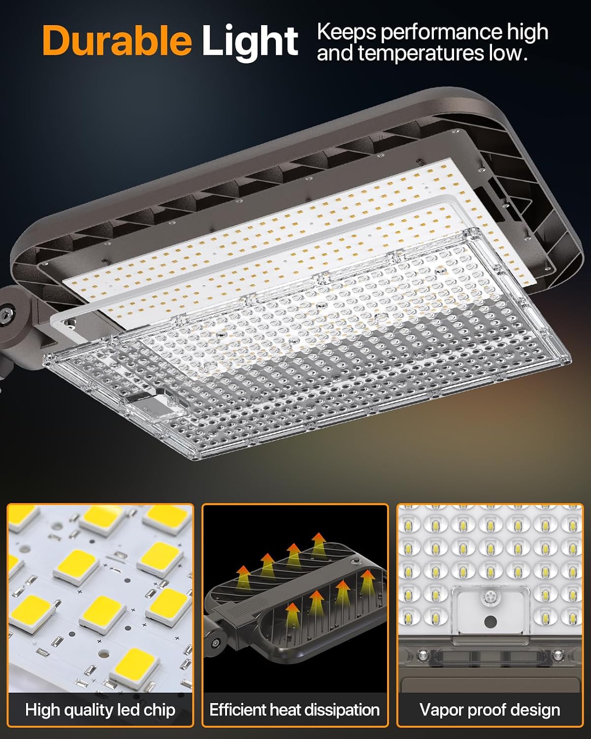 300W Led Parking Lot Light Quick Installation, Adjustable Arm Mount Shoebox Light 5000K, 45000lm Dusk to Dawn Light 100-277V, IP65 Waterproof Commercial Lighting for Parking lot, Barn