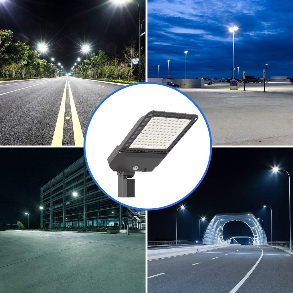 2 Pack 300W LED Parking Lot Outdoor Lights, 5000K 39000LM Outdoor Dusk to Dawn Commercial Area Pole Lighting with Slip Fitter Mount, IP65 Waterproof LED Flood Light for Yard Driveway, ETL Listed