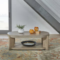 Liberty Furniture Affinity Oval Cocktail Table with Casters for Living Room - Dusty Taupe Faux Concrete Tops