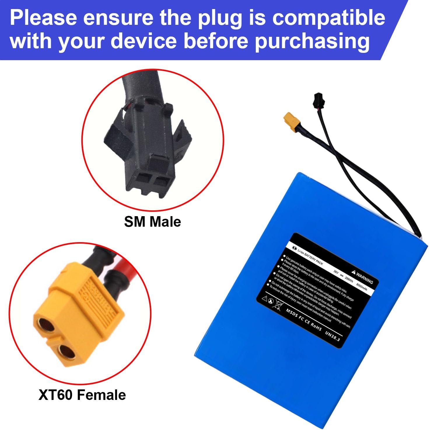 36V 7.8AH General Electric Scooter Battery Replacement for Gotrax Flex 280.8Wh Compatible with Gyroor Electric Scooter Rechargeable Scooters High Capacity Battery Pack Long-Lasting