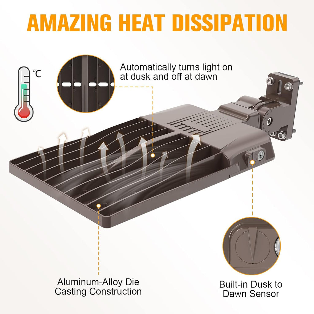 200W LED Parking Lot Light, 28,000 LM 5000K LED Parking Lot Dusk to Dawn Outdoor Lighting, LED Street Pole Light Arm Mount, IP65 Commercial Area Flood Security Light for Stadium Sport, 100-277V