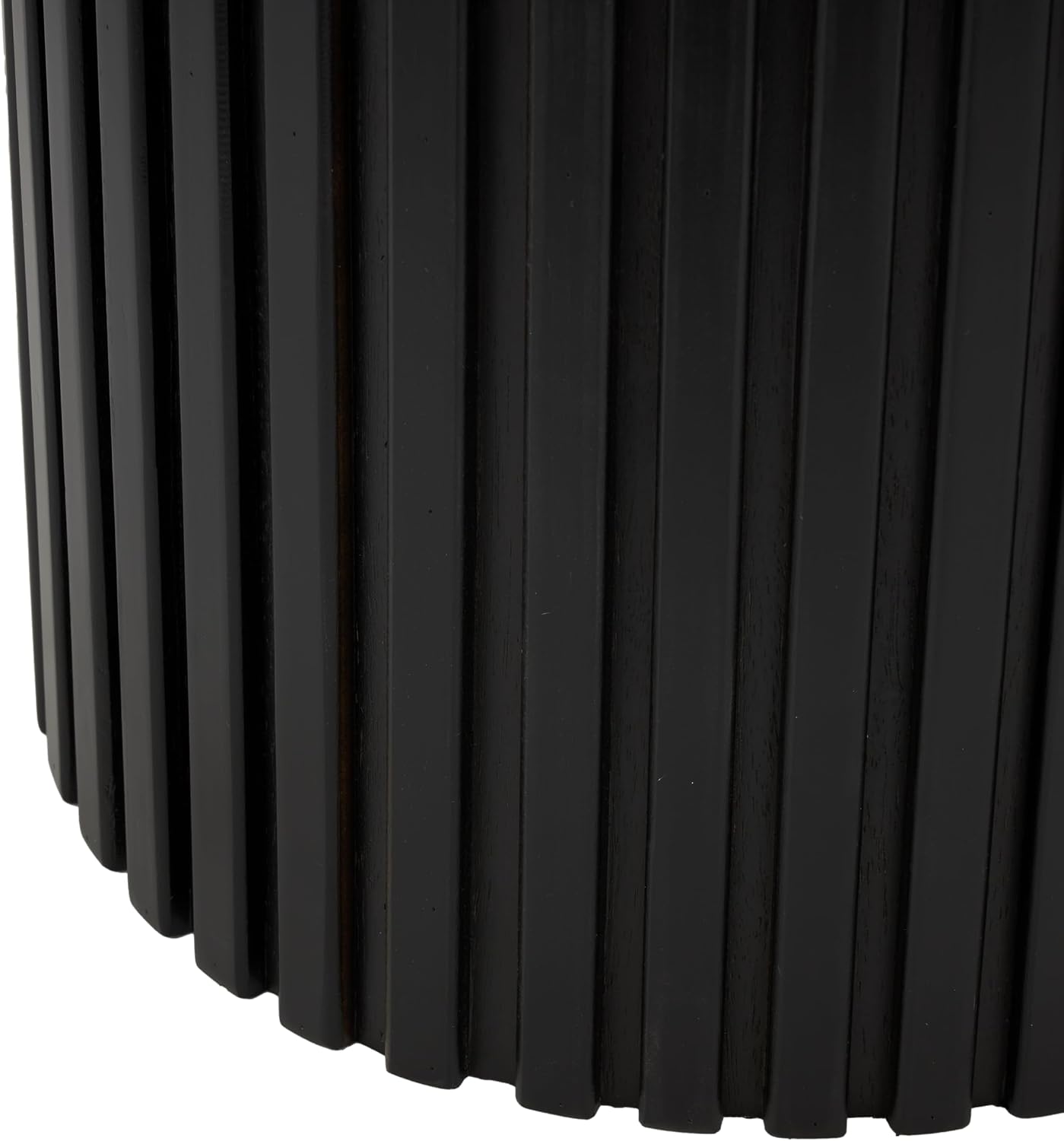 Deco 79 Wood Handmade Side End Accent Table Ribbed End Table with Slatted Base, Side Table 16' x 16' x 21', Black