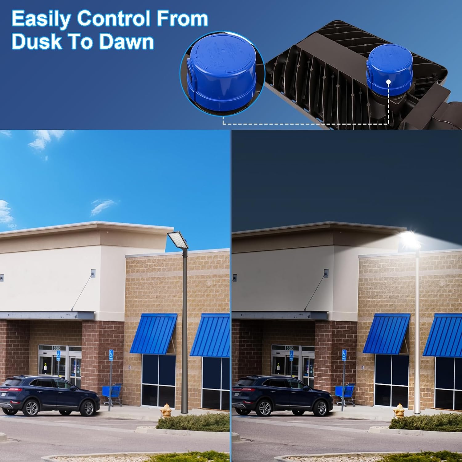 240W 4-Pack LED Parking Lot Light for Commercial Area Lighting | 36000LM,5000K Daylight White,Dusk to Dawn Outdoor Security Light ,180°Adjustable Slip Fit Mount,110-277V,IP65 Waterproof