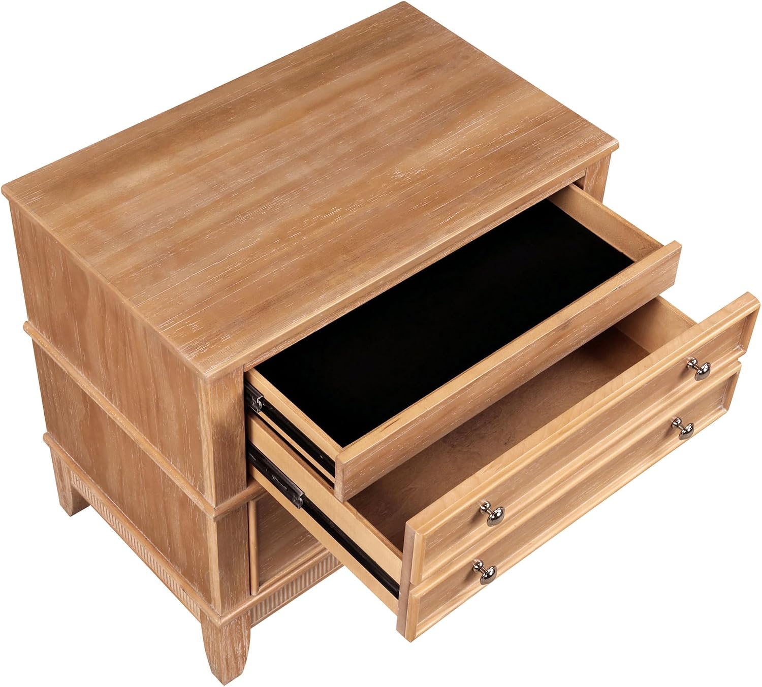 Modern Farmhouse Night Stand, Wooden Sofa Side End Table with 3 Drawers, Wood Legs and Handle, Side Table for Living Room Hallway Entryway, 17.3' D x 27.3' W x 26' H, Natural