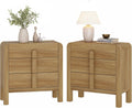 WAMPAT Nightstands Set of 2, Large Nightstands with 3 Drawers, Modern 31.5' Tall Wooden End Tables with Storage, Walnut Nightstands Bedside Tables with Curved Design for Bedroom