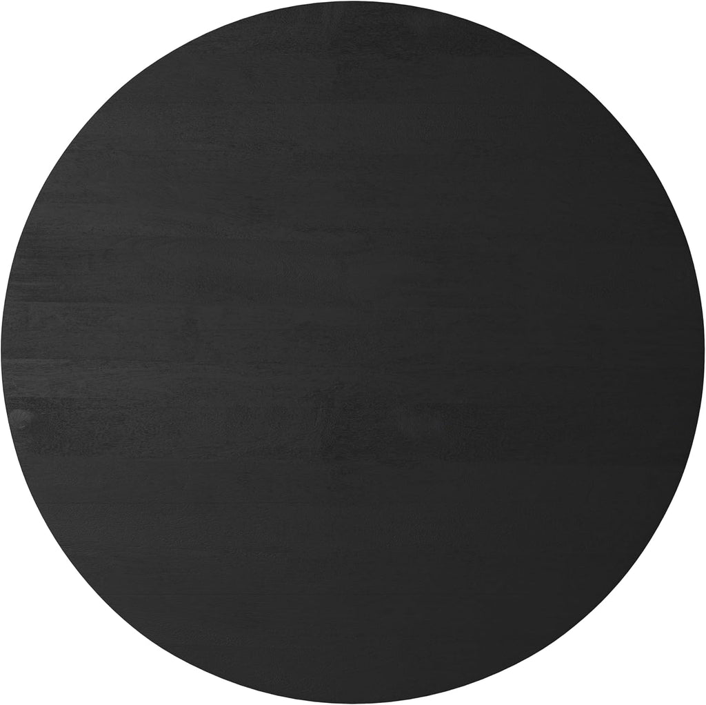 SIMPLIHOME Millbury Drum Coffee Table - 36 inch Wide Solid Mango Wood Round Living Room Table in Black, Contemporary Cocktail Table for Family Room or Lounge with Large Surface, Assembled