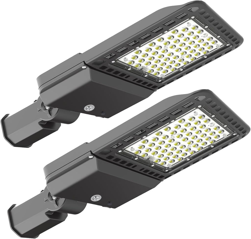 2 Pack 200W LED Parking Lot Outdoor Lights Slip Fitter Mount, 5000K 39000LM Commercial Outdoor Area Lighting with Dusk to Dawn Photocell, IP65 Waterproof LED Flood Light for Yard Driveway, ETL Listed