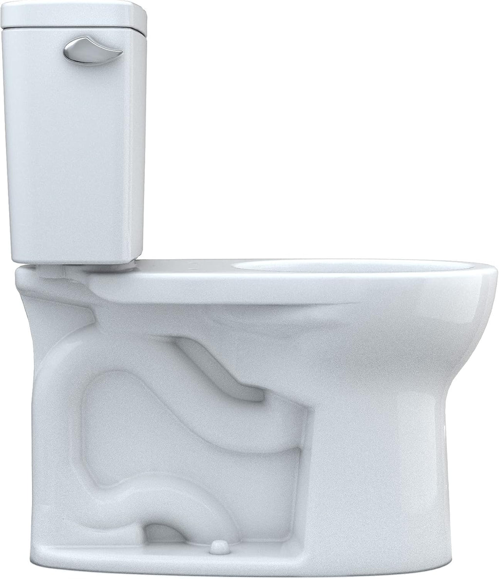 TOTO Drake Two-Piece Round 1.6 GPF Universal Height TORNADO FLUSH Toilet with CEFIONTECT & Transitional SoftClose SS114#01 Elongated Soft Close SEAT, Cotton White