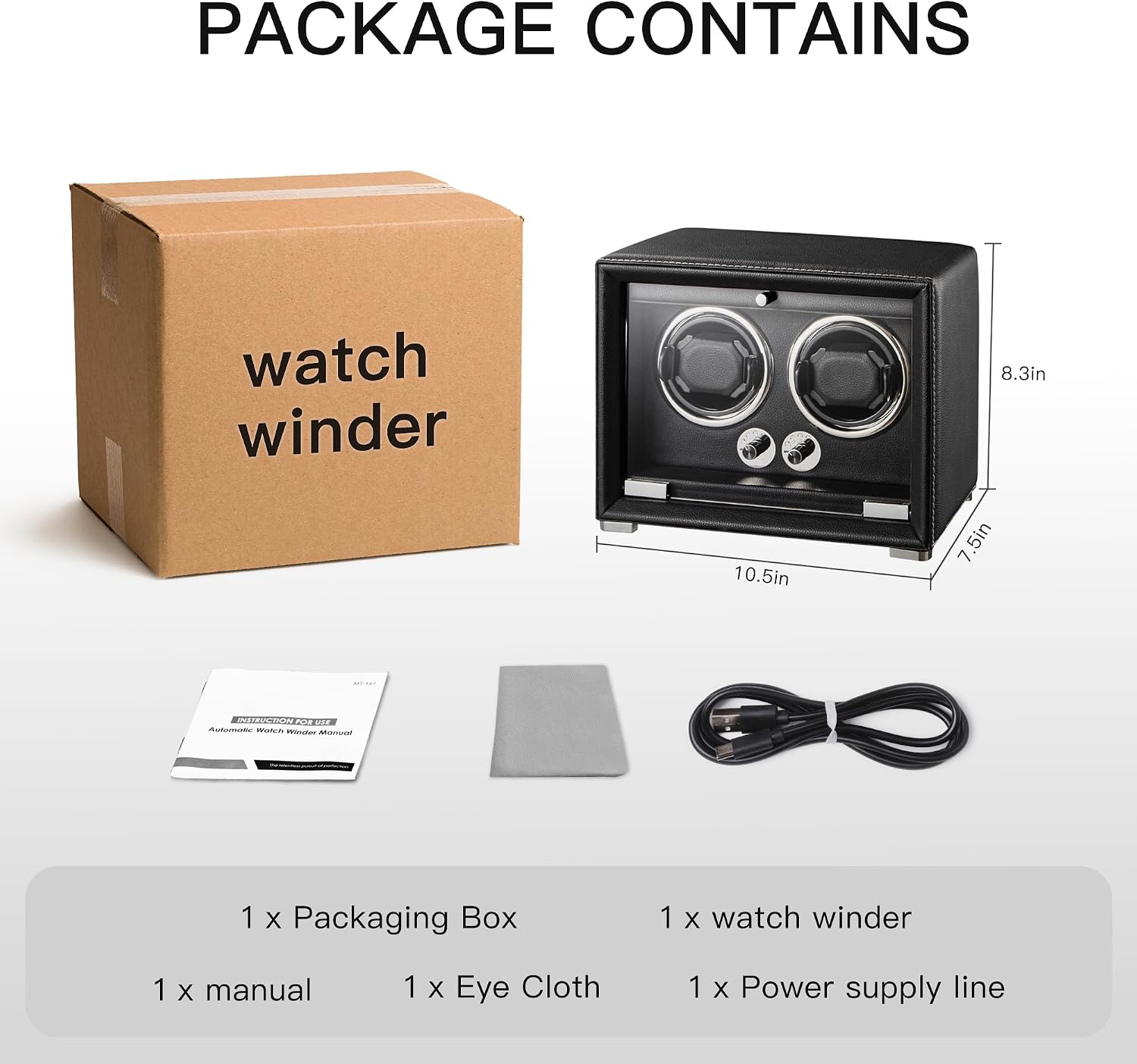 Watch Winder for 2/4/6/9 Automatic Watches, high-end Leather Making, Super Quiet Mabuchi Motor, Two Power Modes, Built-in led Lights