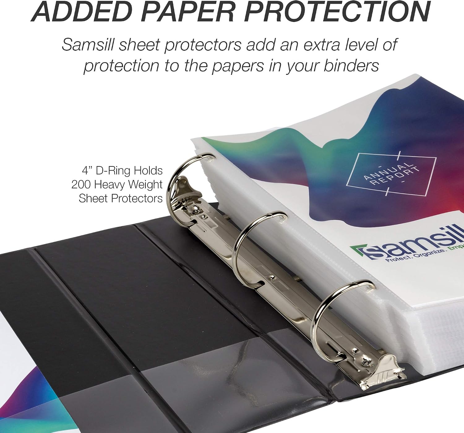 Samsill Durable 4 inch 3 Ring Binder, D Ring Binder, 100% Recycled Chipboard, Black, Pallet of 216 Binders in 36 Cartons
