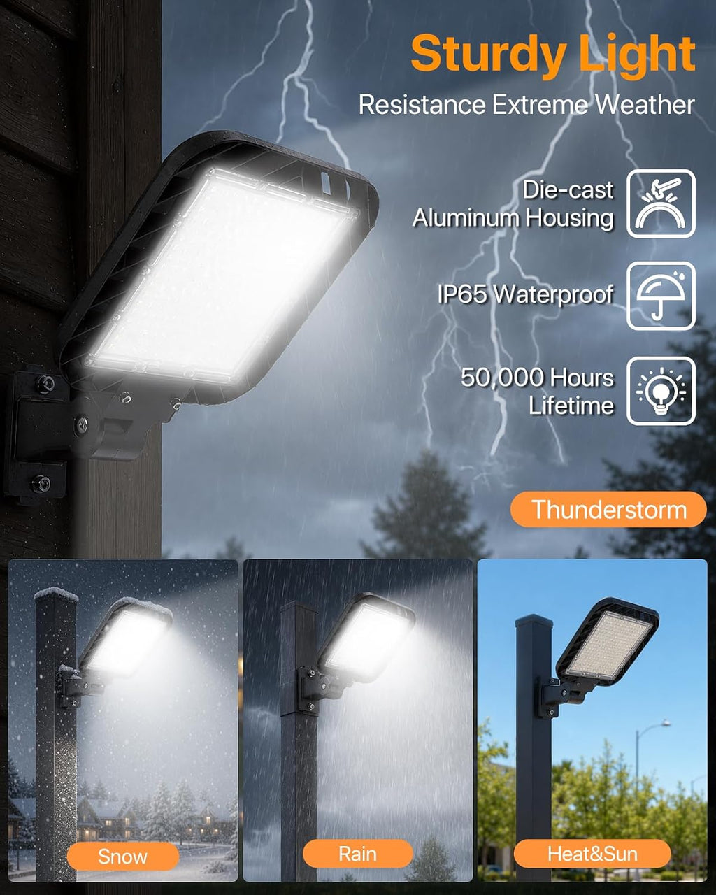 150W Parking Lot Lights Quick Installation, 22500LM Adjustable Arm Mount Shoebox Light IP65 Waterproof, 100-277V AC Dusk to Dawn Commercial Street Area Light for Roadways, Parking lot, 3Packs