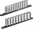 SK Tools USA 1/2' Drive Socket Set, Deep Metric Sockets, 21-Piece 10-32mm, SuperKrome Finish, Premium CR-V Construction, 12 Point, with Storage Rail