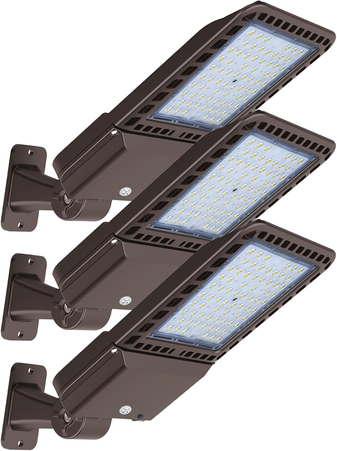 300W LED Parking Lot Lights with Adjustable Arm Mount,39000LM 5000K LED Street Light with Dusk to Dawn Photocell,IP65 Waterproof 110-277V Shoebox Light Commercial Area Lighting ETL Listed(3 Pack)