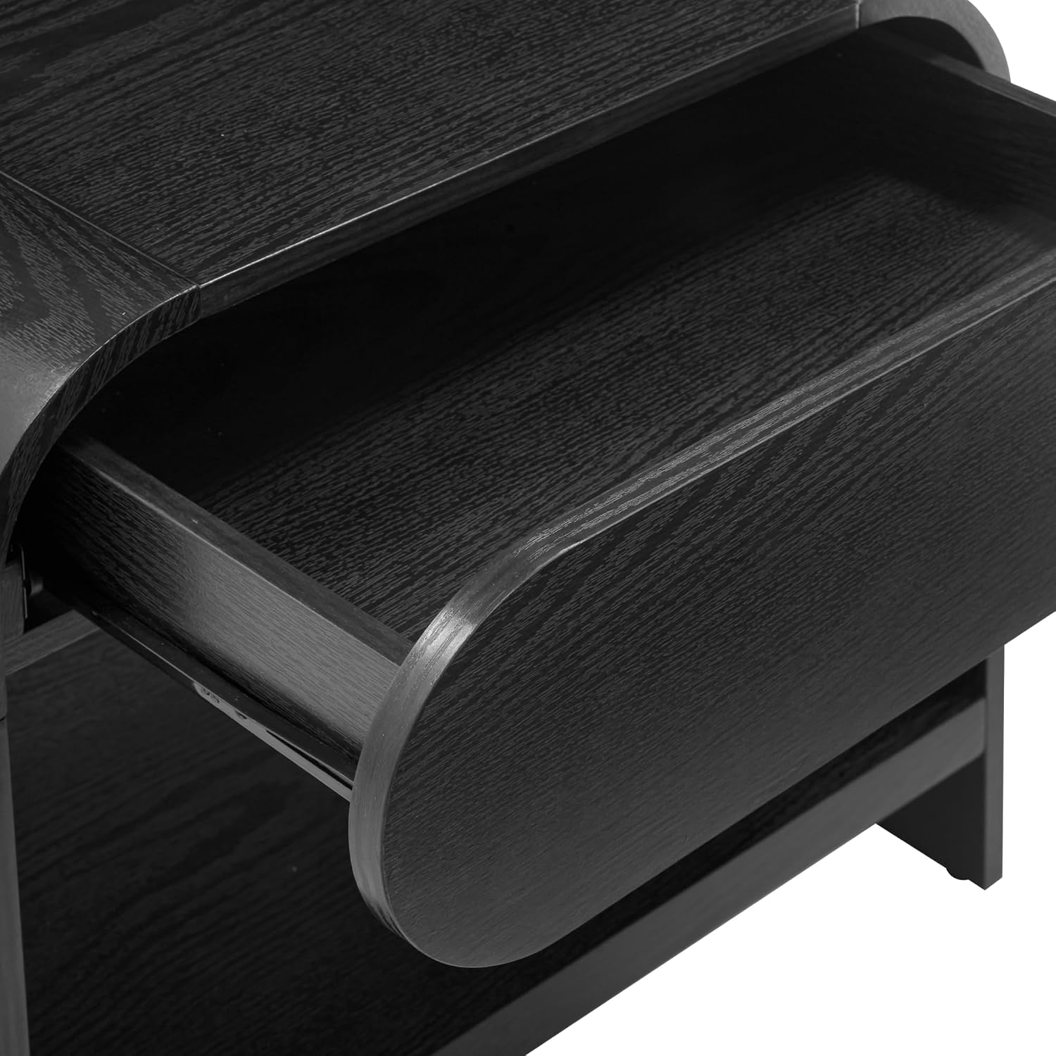 Nathan James Iris Mid-Century Modern Nightstand with Drawer, End Table with Storage for Bedroom or Living Room with Rounded Silhouette, Black Oak Set of 2