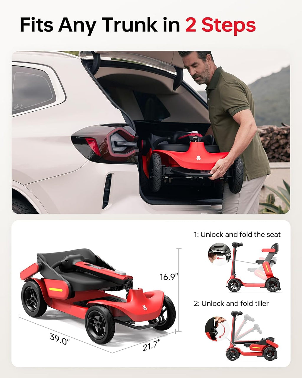 Paiseec Powered Mobility Scooter S3, Removable Battery Foldable Electric Scooter with AI Safety System, Folding Mobility Scooter for Adults Seniors, 25 Miles 6 MPH 300 lbs, All Terrain, Slope Safety
