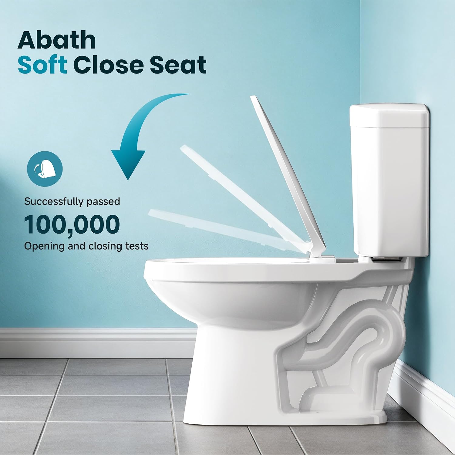 ABath 17.5' Tall Toilet Elongated with Soft Close Seat & 360° TSUNAMI Flush 1 GPF, WaterSense/1000g Map Certified, NANO CLEAN Ceramic, Two Piece Compact Toilets for Small Bathrooms, 12' Rough in