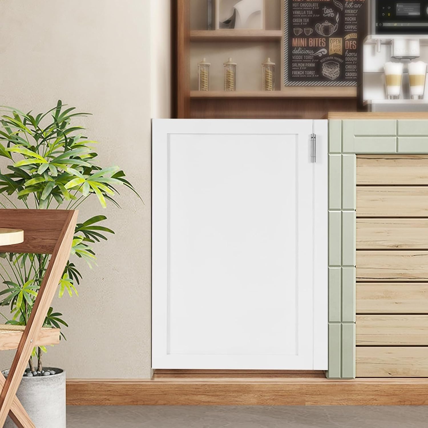 Cafe Swinging Doors,Wood Interior Saloon Half Partition Swing Door with 3 Hinges for House Kitchen Shop Entrance Pub Porch(23.6x35.4in-White-2)