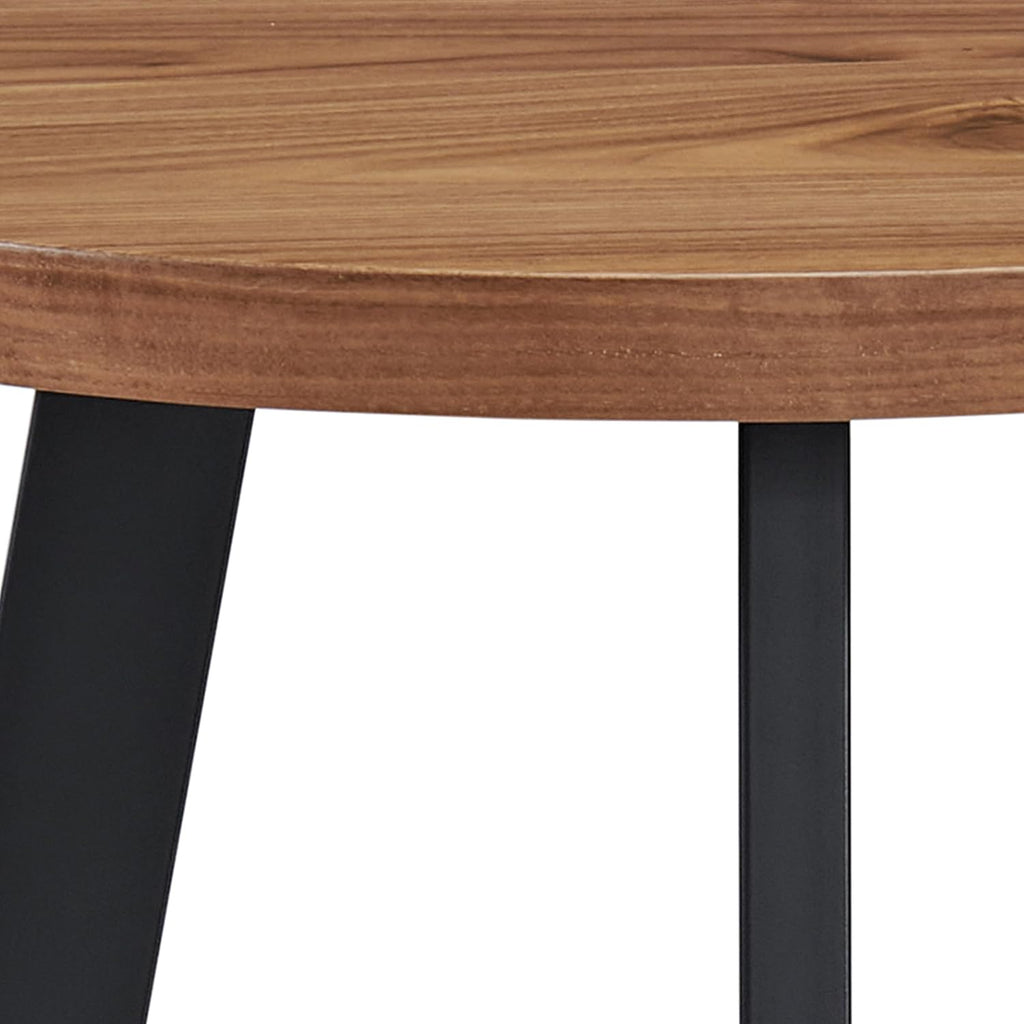 Alaterre Furniture End Table Set - Set of 2 Round Side Tables with MDF Tops and Metal Frames - for Living Room, Bedroom, or Dorm Room (Walnut)