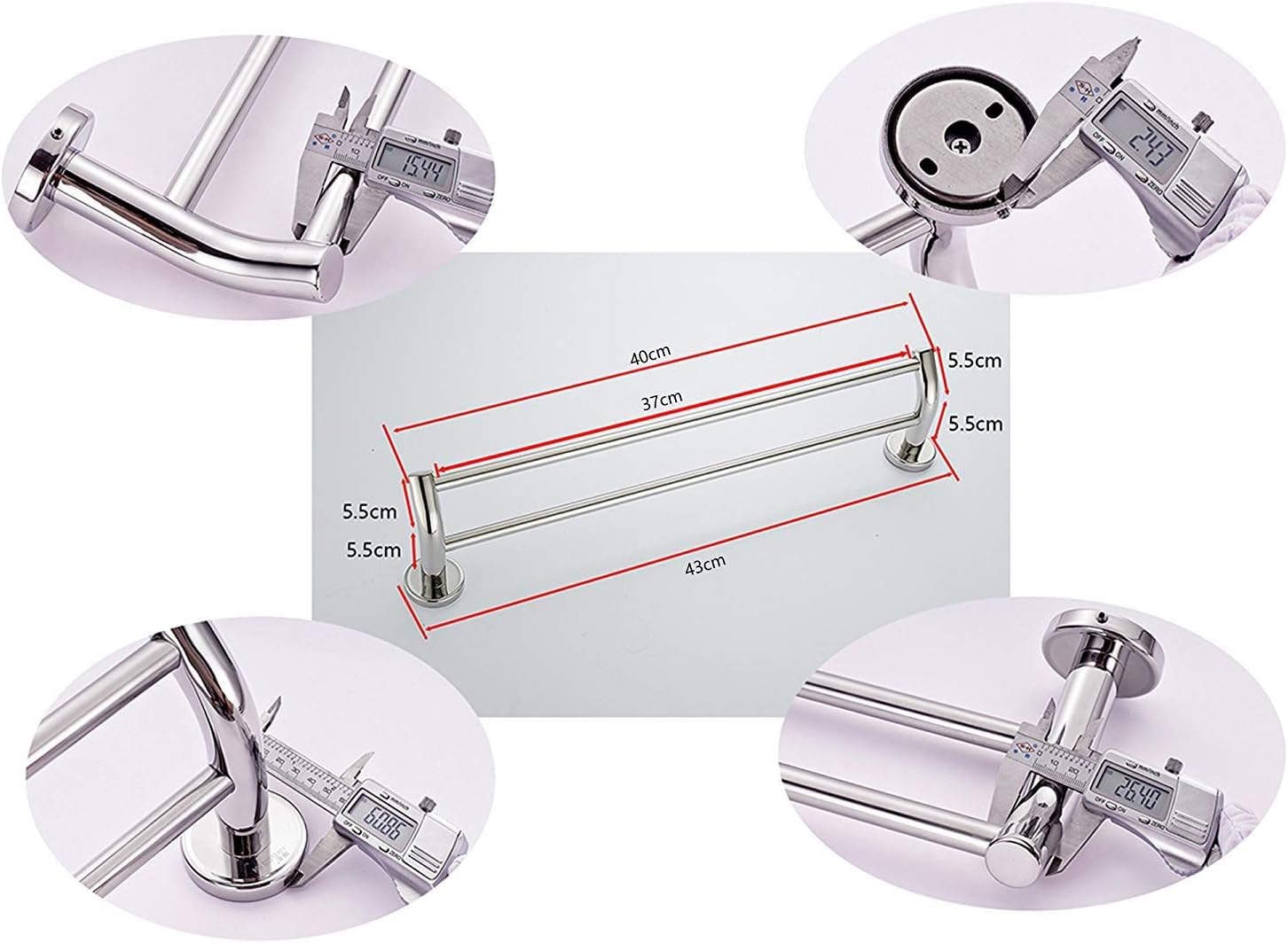 Towel Holder Self Adhesive- Towel Ring Stainless Steel Towel Rail for Bathroom,Hand Towel Bar, Wall Mounted Hand Towel Racks Stainless Steel Double Bathroom Towel Bar,Chrome Finished for Towel in Bath