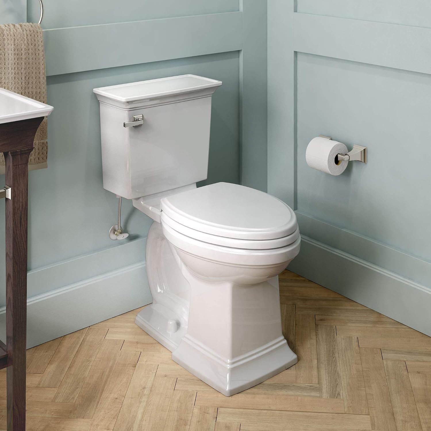 American Standard 2917228.020 Town Square S Two-Piece Toilet Chair Height, Elongated Front, White, 1.28 GPF