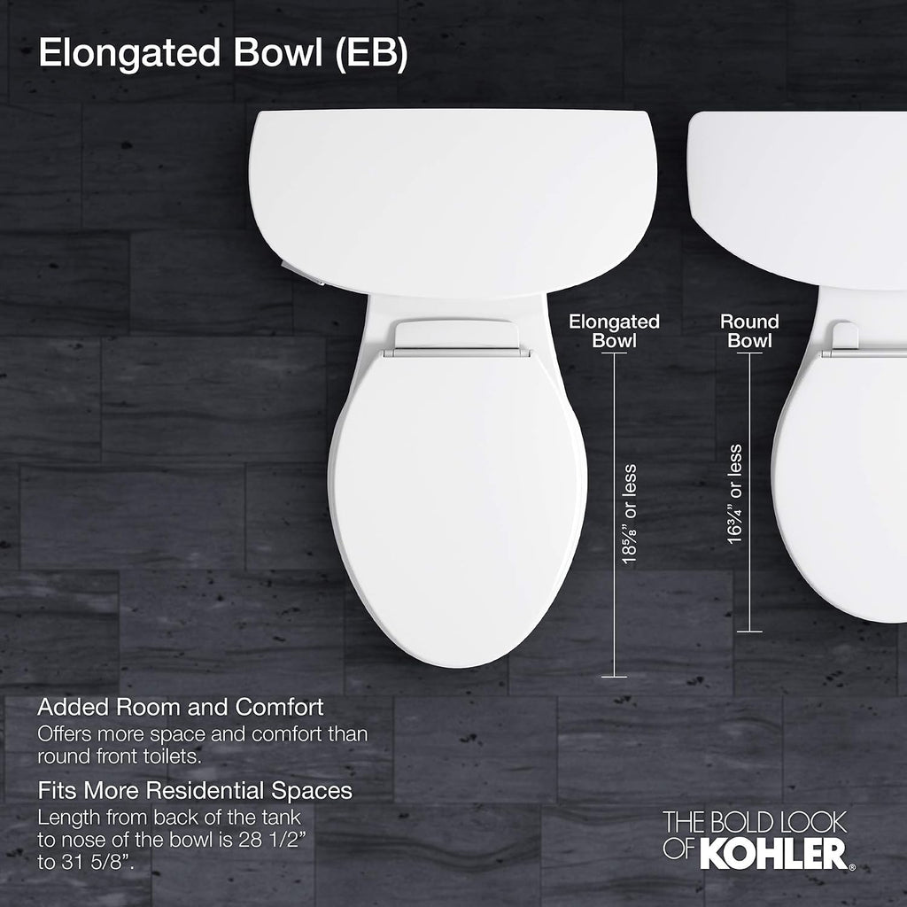 Kohler KOH3889-RA-0 1.28 GPF Two-Piece Comfort Height Elongated Toilet with 10' Rough In and Right Hand Trip Lever from the Highline Collection White