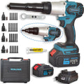 2-IN-1 Cordless Rivet/Rivet Nut Gun Electric Rivet Nut Tool For Nuts(10/24', 1/4', 5/16', 3/8'), Battery Powered Pop Rivet Gun for Rivets(1/8'', 5/32'', 3/16'), Auto/Manual, Memory Mode, 5.0Ah Battery