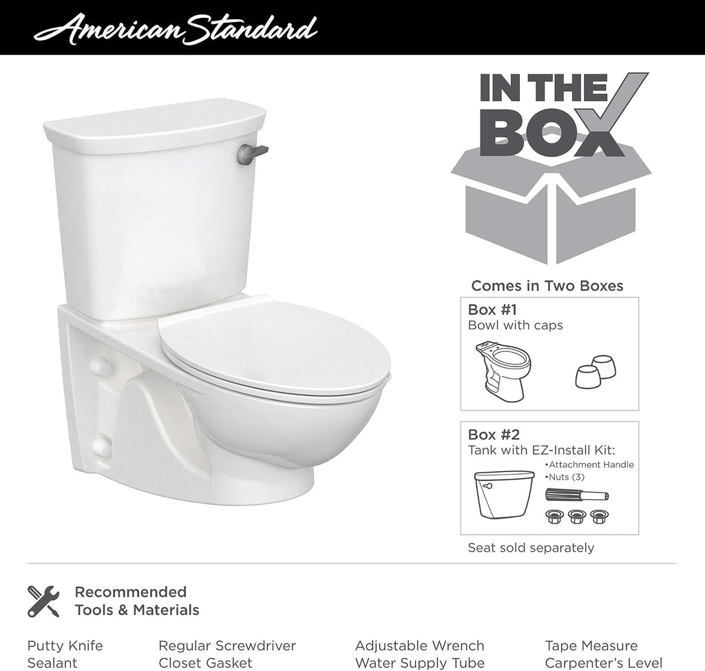 American Standard 2882107.020 Glenwall VorMax Wall-Hung Elongated Toilet with Left Hand Trip Lever, 1.28 gpf, White