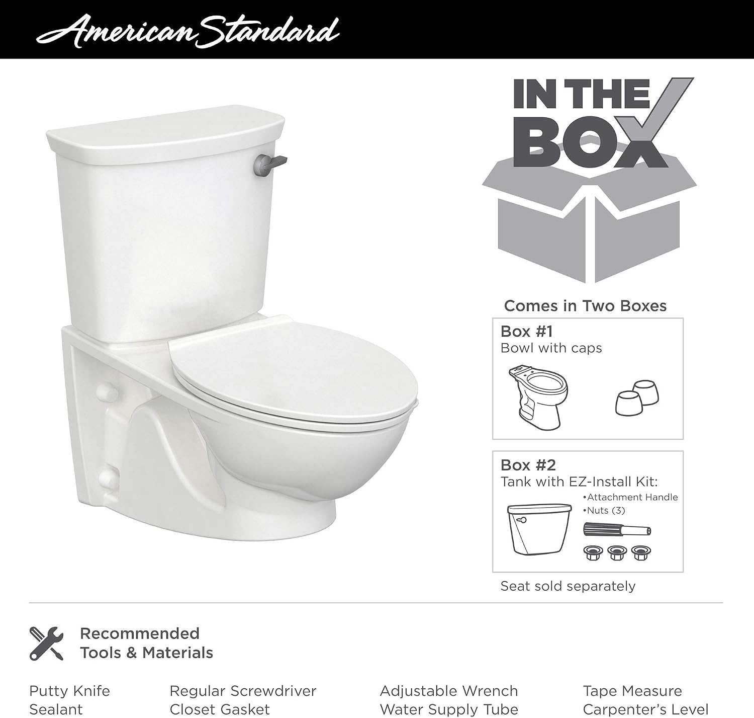 American Standard 2882107.020 Glenwall VorMax Wall-Hung Elongated Toilet with Left Hand Trip Lever, 1.28 gpf, White