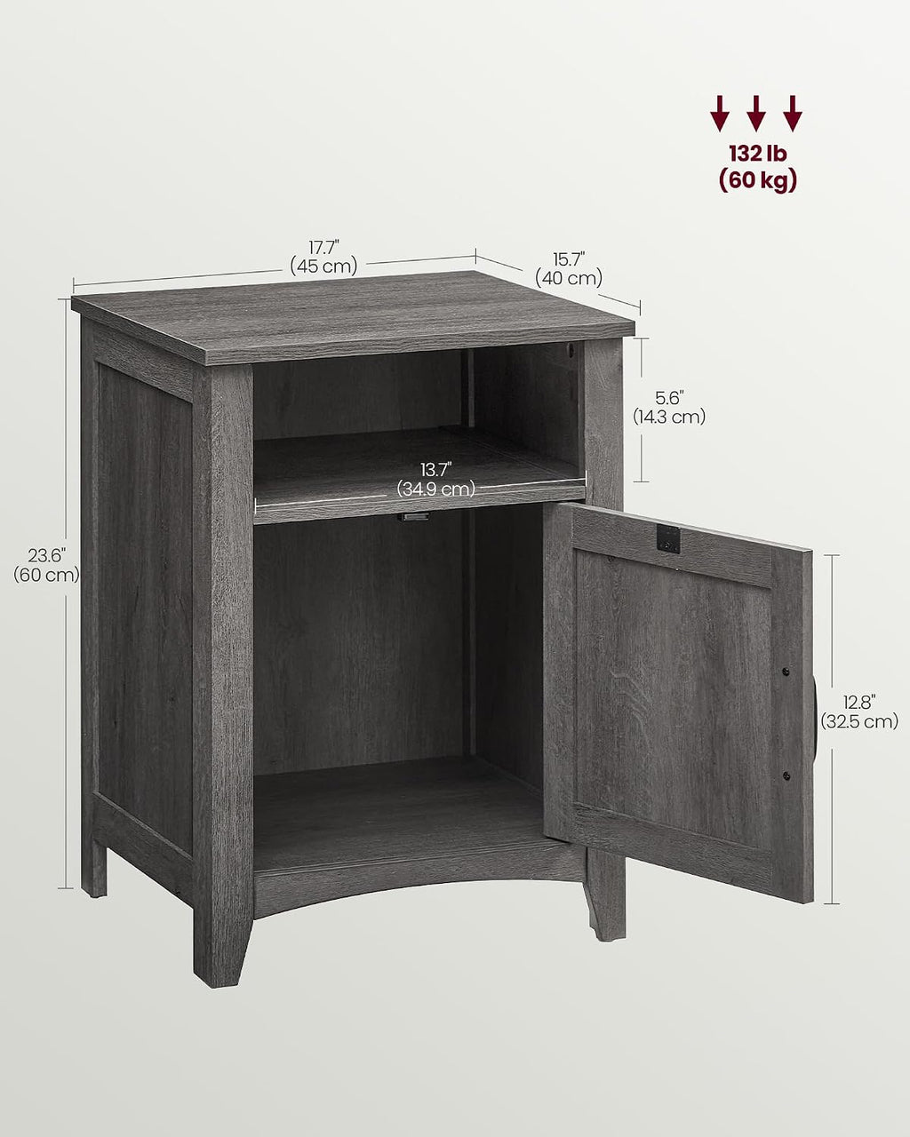 VASAGLE LIRY Collection - Farmhouse Nightstand with Barn Door, Set of 2, Bedside Table with Storage, Side End Table, Night Stand, Open Compartment, for Bedroom, Misty Gray ULET809G68