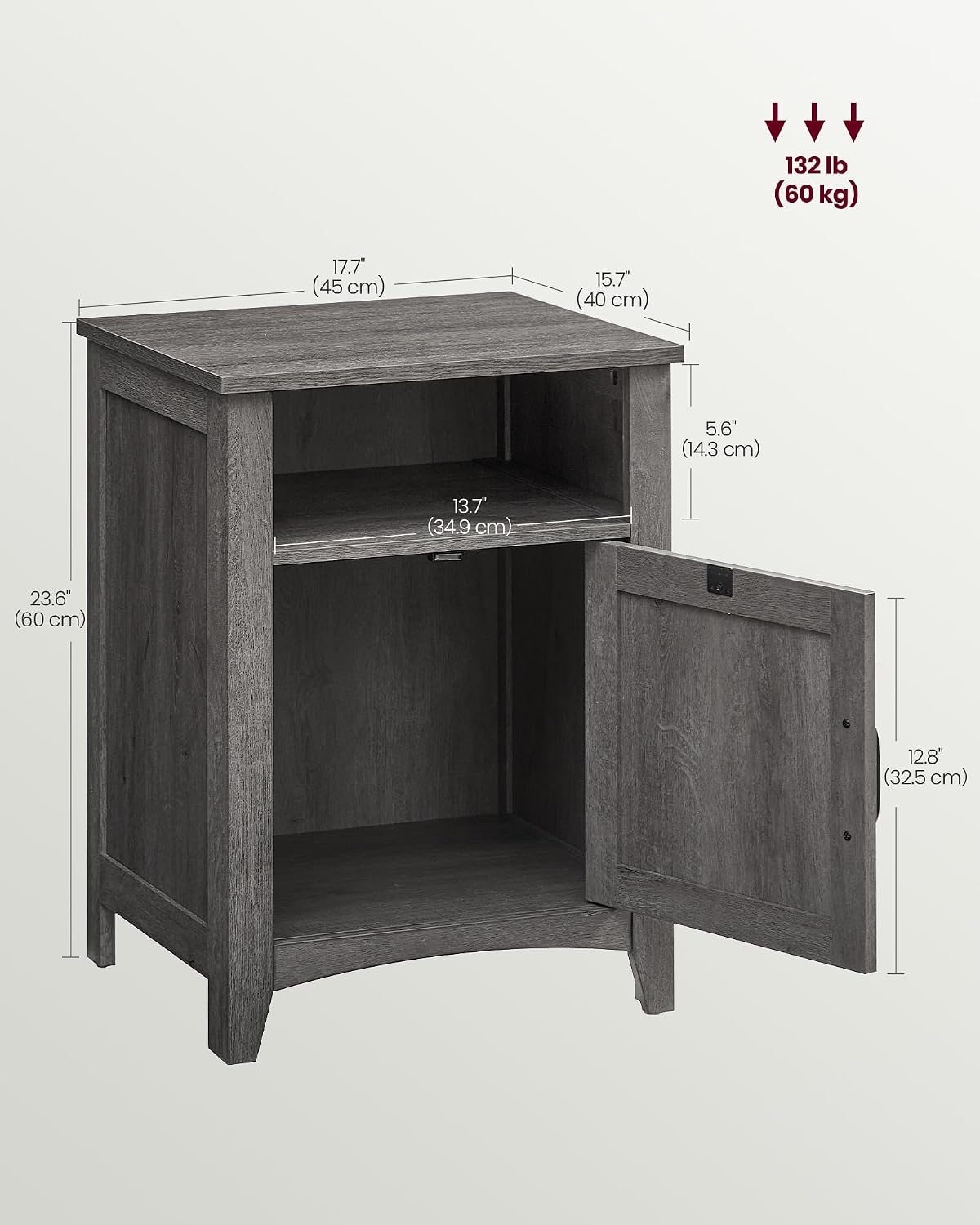 VASAGLE LIRY Collection - Farmhouse Nightstand with Barn Door, Set of 2, Bedside Table with Storage, Side End Table, Night Stand, Open Compartment, for Bedroom, Misty Gray ULET809G68