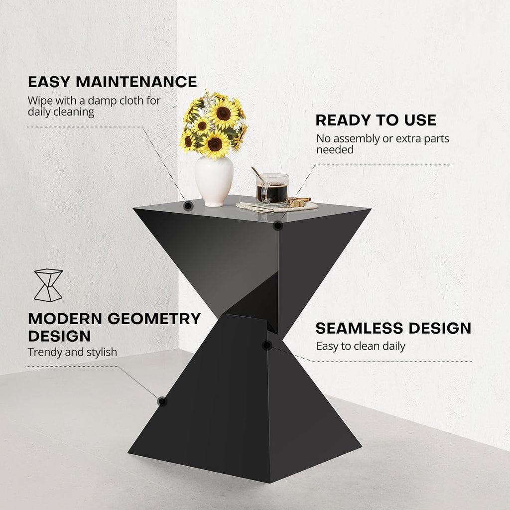 BECHAEO Black Acrylic Side Table Set of 2, Small End Tables for Small Spaces, Modern Acrylic End Tables Living Room Bedroom Nightstand with Irregular Design, Lightweight Farmhouse Outdoor Side Tables