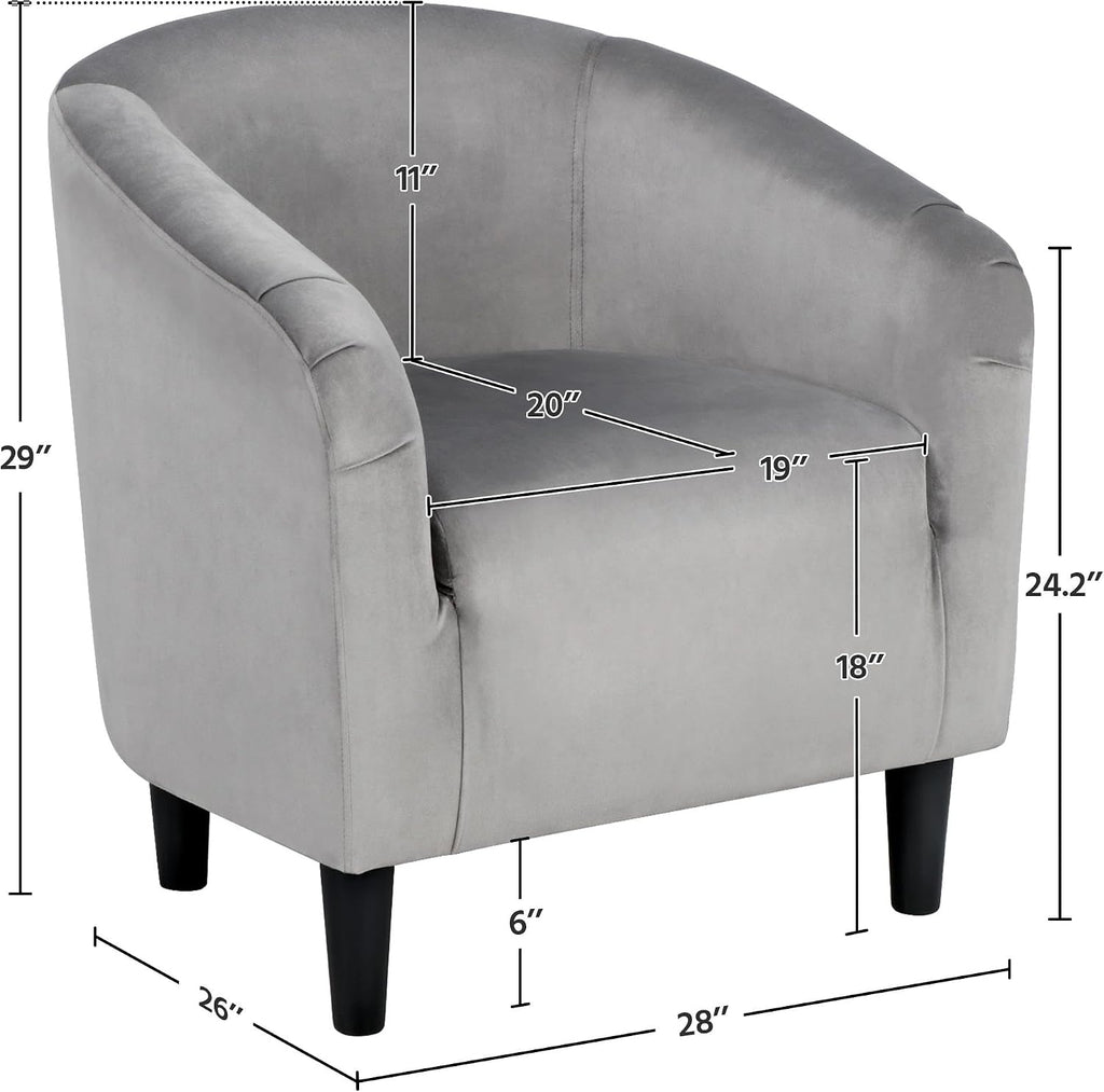 Yaheetech Barrel Chairs, Furry Accent Chairs with Soft Padded Armrest for Living Room Bedroom Waiting Room Office, Set of 2, Gray