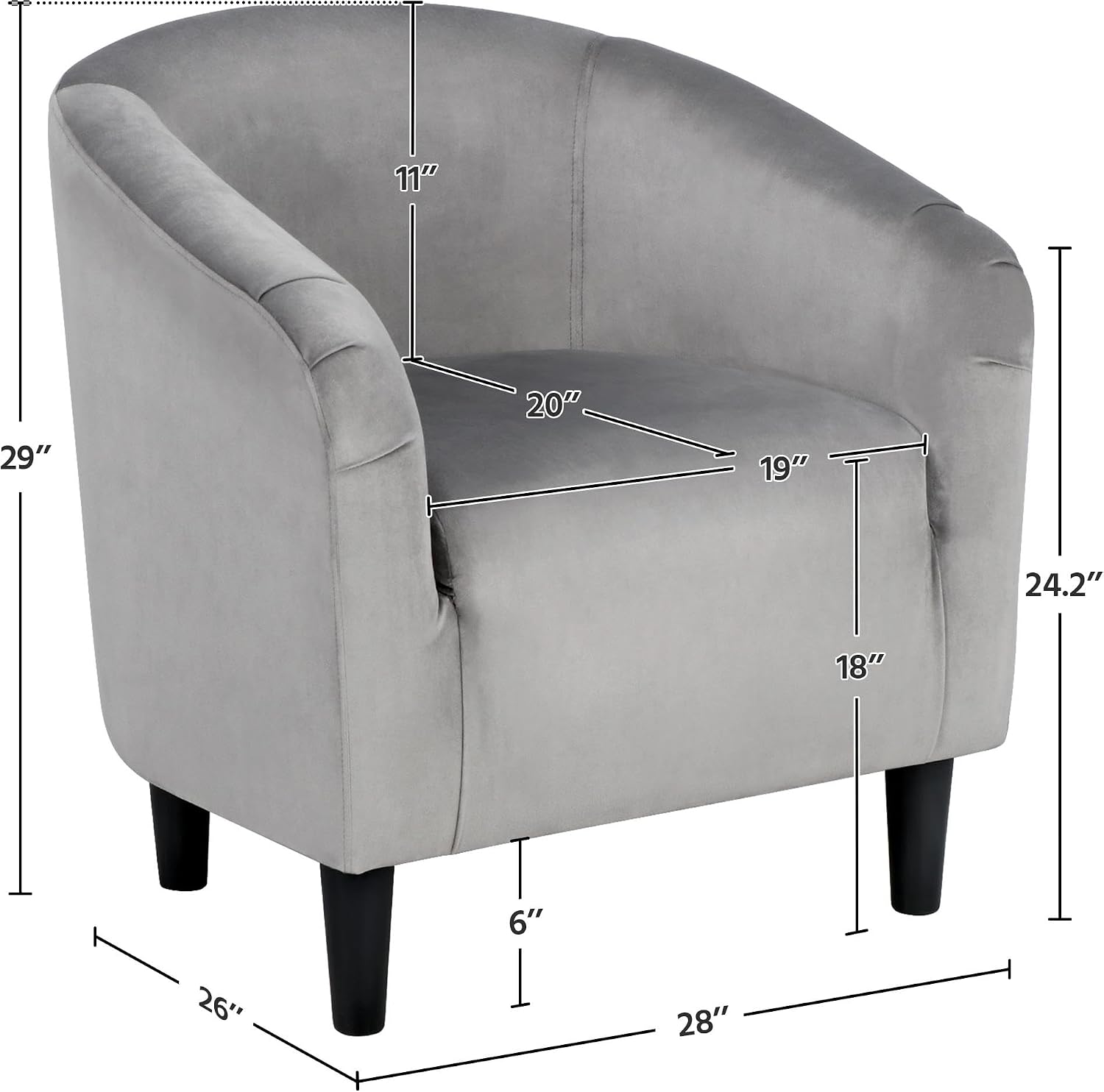 Yaheetech Barrel Chairs, Furry Accent Chairs with Soft Padded Armrest for Living Room Bedroom Waiting Room Office, Set of 2, Gray