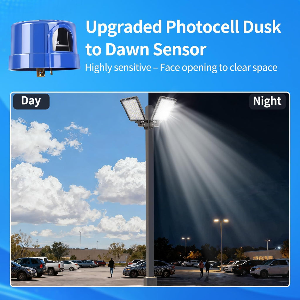 ledmo LED Parking Lot Light 240W Outdoor Flood Light Dusk to Dawn with Adjustable Wall Mount 37000lm IP65 LED Street Commercial Security Area Lighting for Yard Sport Barn Shop Warehouse 4 Pack