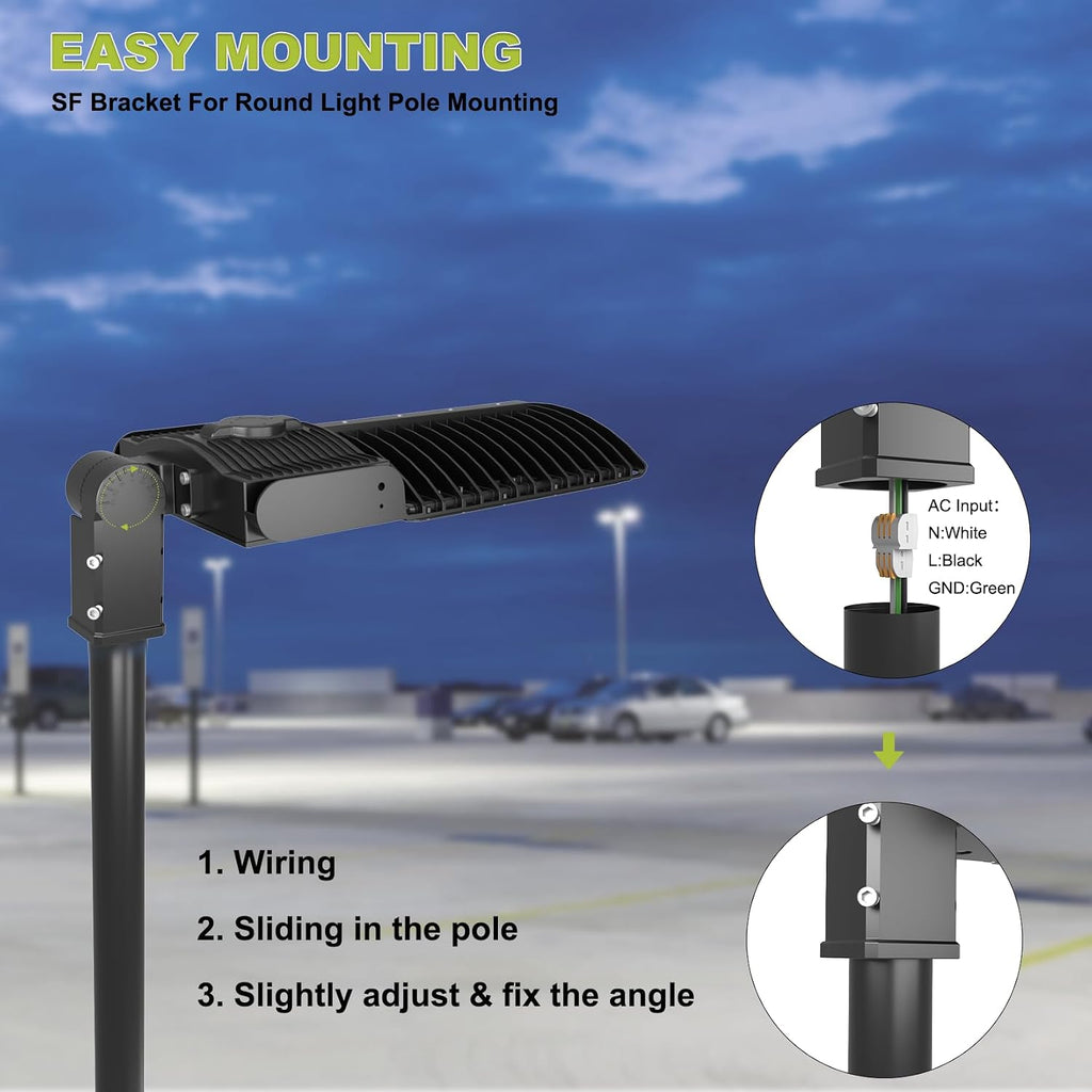 LED Parking Lot Light 400W 5700K 56000LM Commercial Shoebox Area Street Park Roadside Lighting Pole Fixture Super Bright IP65 Waterproof Outdoor Slip Fitter Mounting ETL Listed
