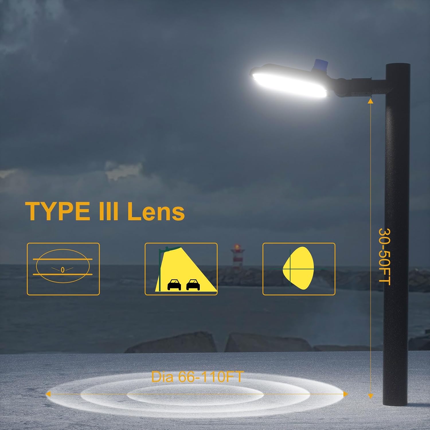320W(350 X 1W LED) LED Parking Lot Lights Outdoor 48000lm(150LM/W) Dusk-to-Dawn 5000K Daylight Slipfitter Mount Commercial Area Street Lighting ETL Listed 6KV SPD 7Yrs Warranty-4Pack