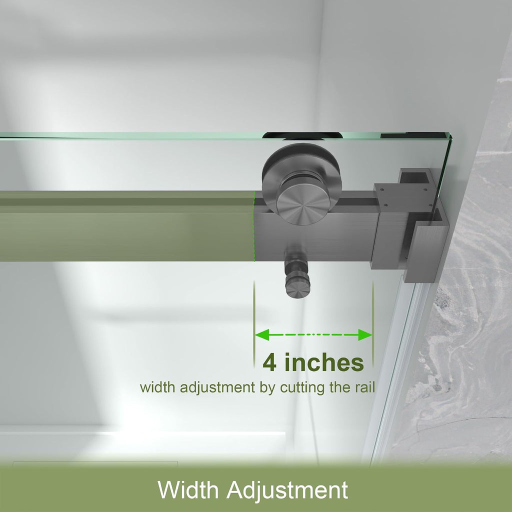 44-49' W x 76' H Frameless Shower Door with 3/8'(10mm) SCCG Tempered Glass,304 Stainless Hardware Double Sliding Shower Door for Bathroom, Includes Dual Finger Pulls(Gunmetal)