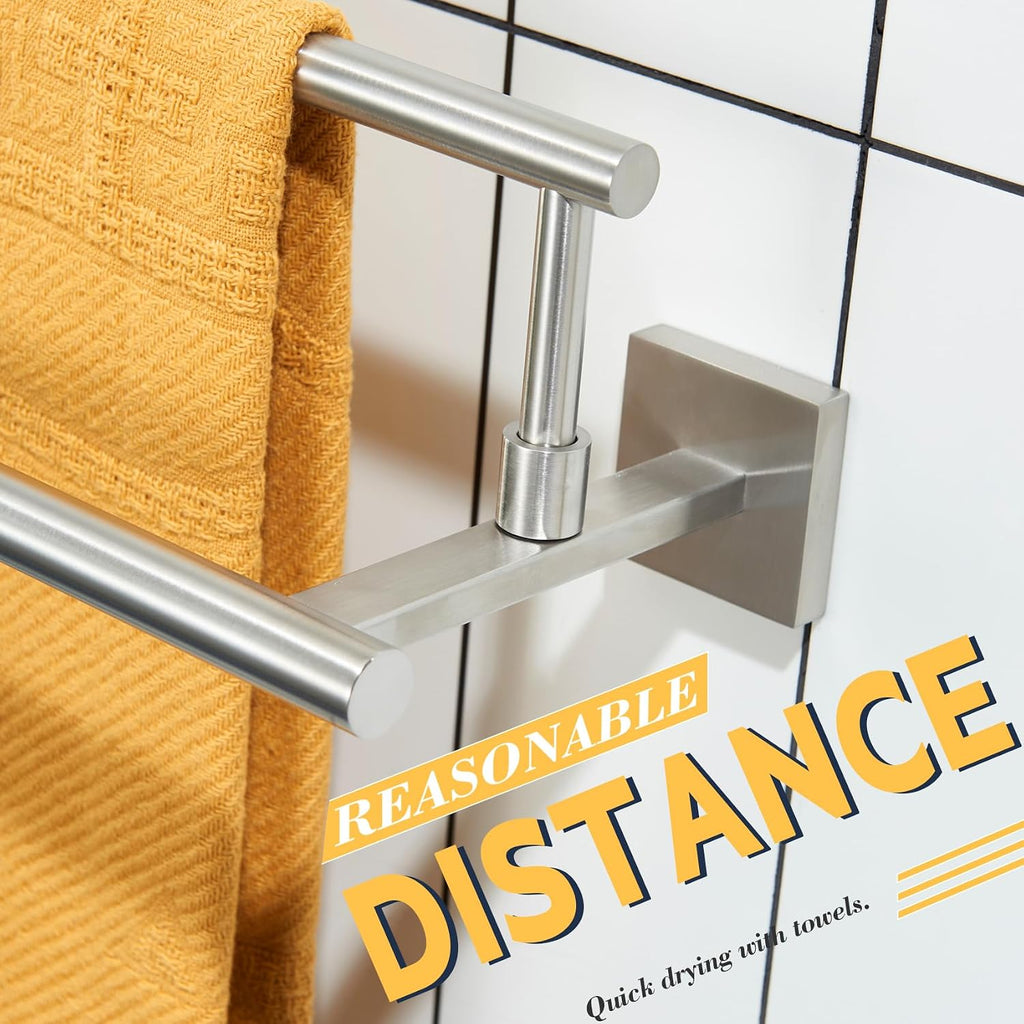 KOKOSIRI 32 Inch Bath Towel Bar Bathroom Towel Holder Rack for Cabinet Towel Rails Standing Towel Rack Free Stand with Heavy Marble Base Brushed Nickel B5009BR-L32+THS0005-BR
