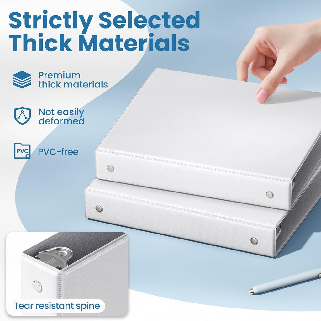 SUNEE White Binders 1 Inch 36 Pack Bulk, Clear View 3 Ring Binders PVC-Free (Fit 8.5x11 Inches) for School or Office Supplies