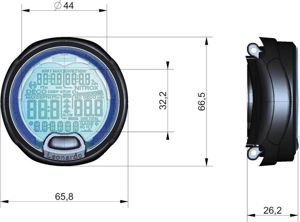 Cressi Leonardo 2.0 Scuba Dive Computer - Air, Nitrox & Gauge Dive Watch - Backlit Waterproof Watch - USB IR Diving Computer