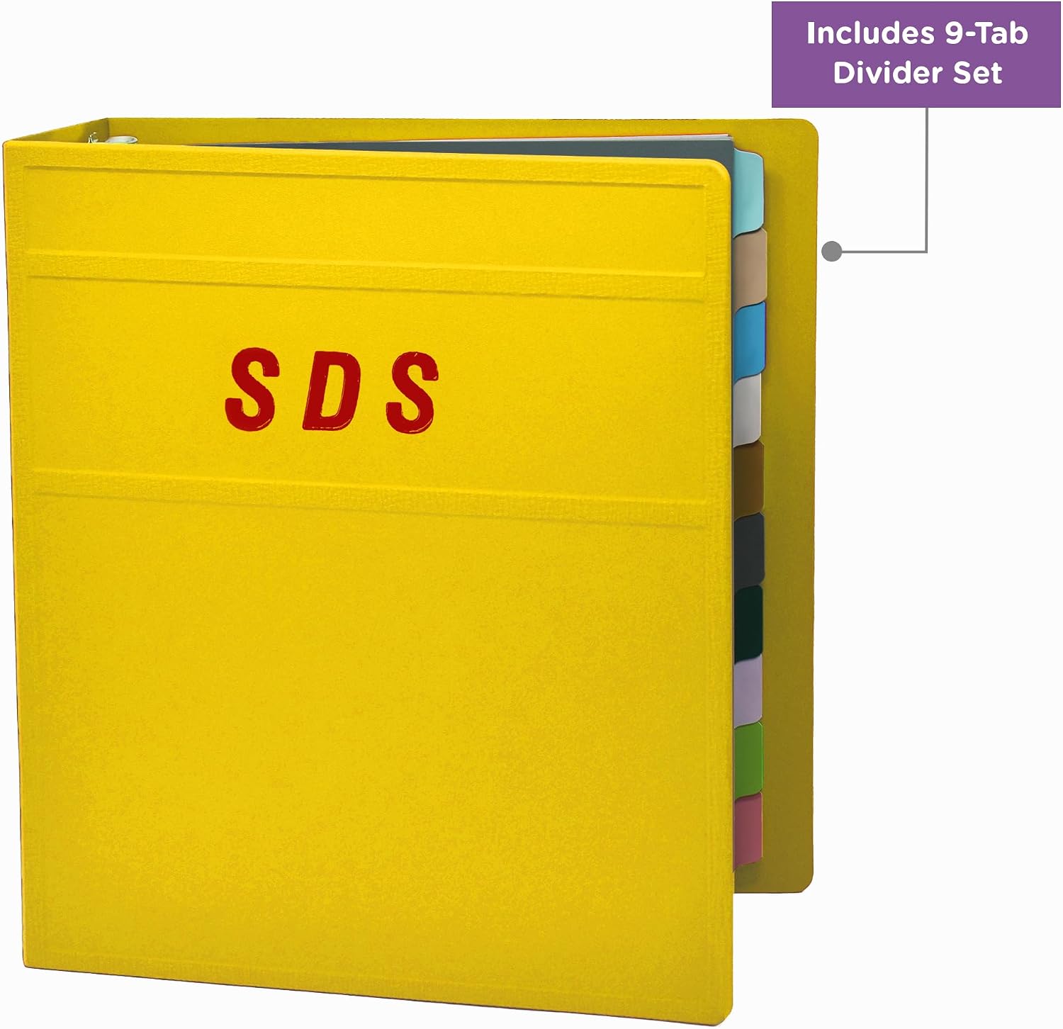 Carstens 2-Inch Heavy Duty Round Ring Binder for Safety Data Sheets (SDS) – Side Opening, Yellow, Case of 16, Durable Plastic, No Pockets, Holds 300 Sheets, Made in USA (1832-3RCS)