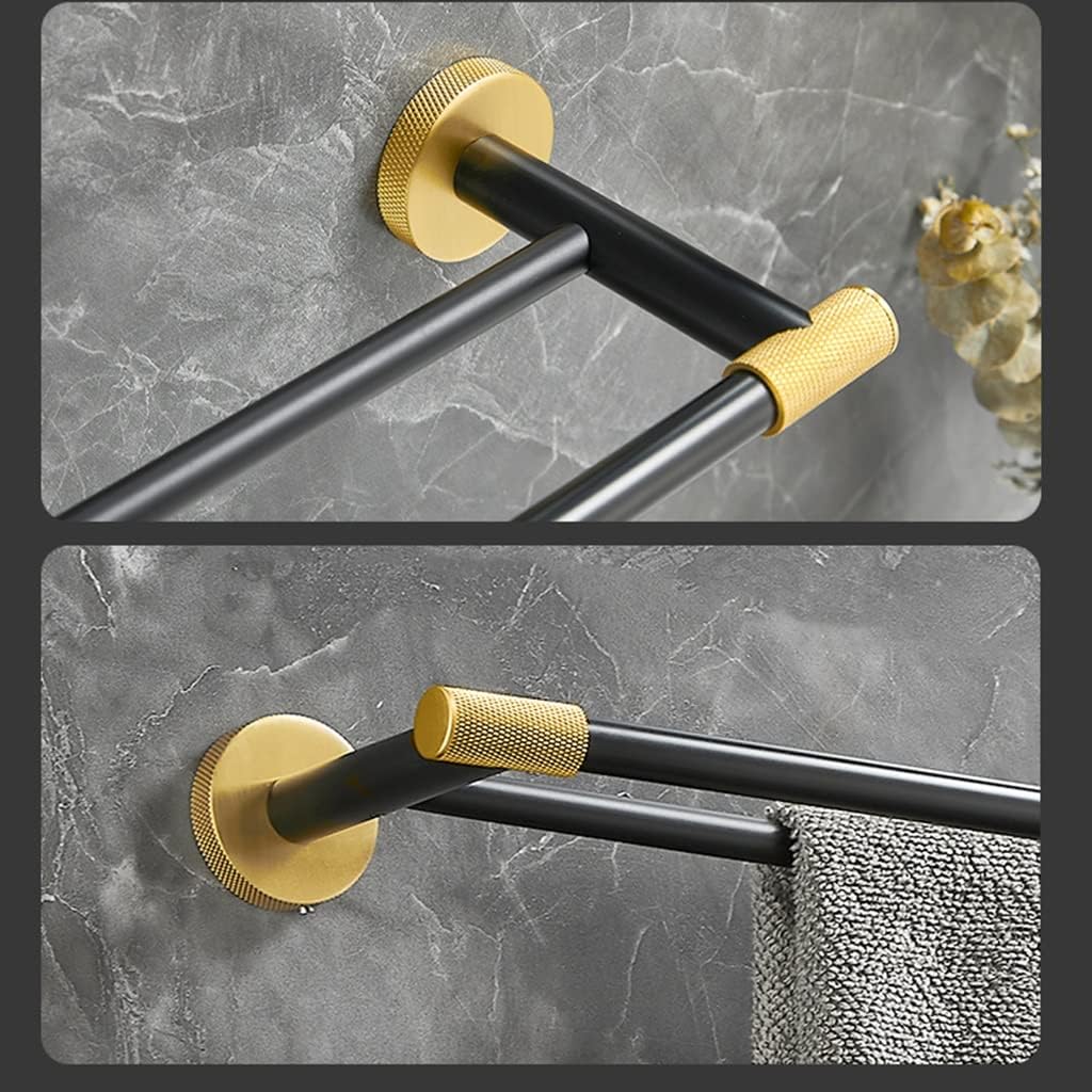 Towel Rail for Bathroom Bathroom Light Hand Towel Holder All Copper Towel Rail Bathroom All Copper Black and Gold Towel Bar/Towel Rack/A,Double Roda