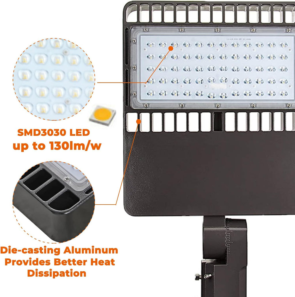 LED Parking Lot Lighting 150w - 19,500 Lumen - 130 Lumen to Watt - 5000K Bright White - Dimmable Outdoor Large Area Light - LED Shoebox Lights – Arm Mount for Square Pole – ETL & DLC Listed